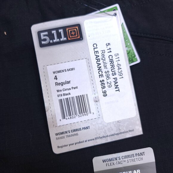 5.11 Tactical Pants Women’s 4 Regular Black Cirrus Covert Ripstop Straight Leg - Picture 9 of 9
